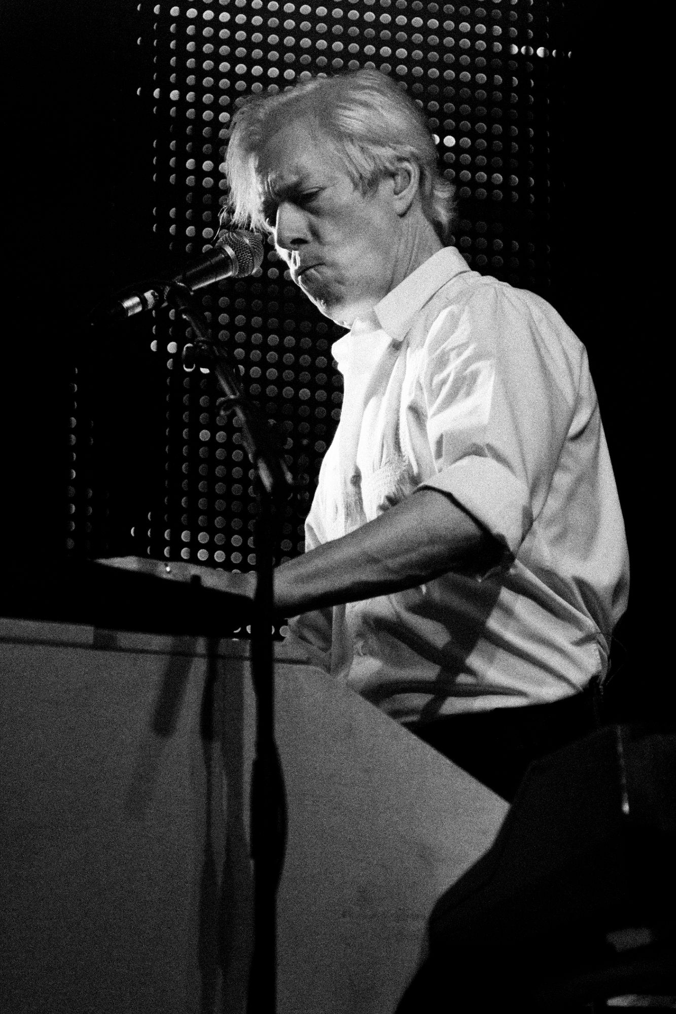 Black and white photo of Status Quo performing live in Olomouc Czech republic